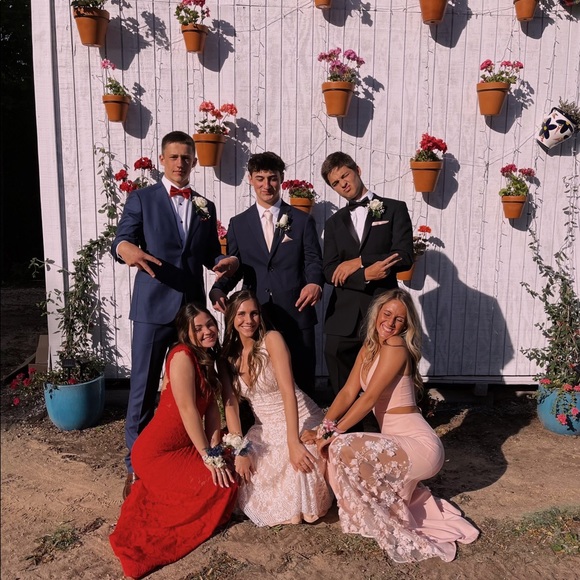 Pink Prom Dress with Flower lace - Picture 6 of 7